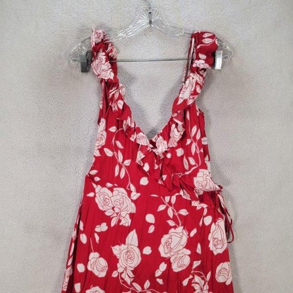 NWT Disney by MinkPink Enchanted Rose Floral Print Ruffled Sexy Wrap Dress - Picture 5 of 16
